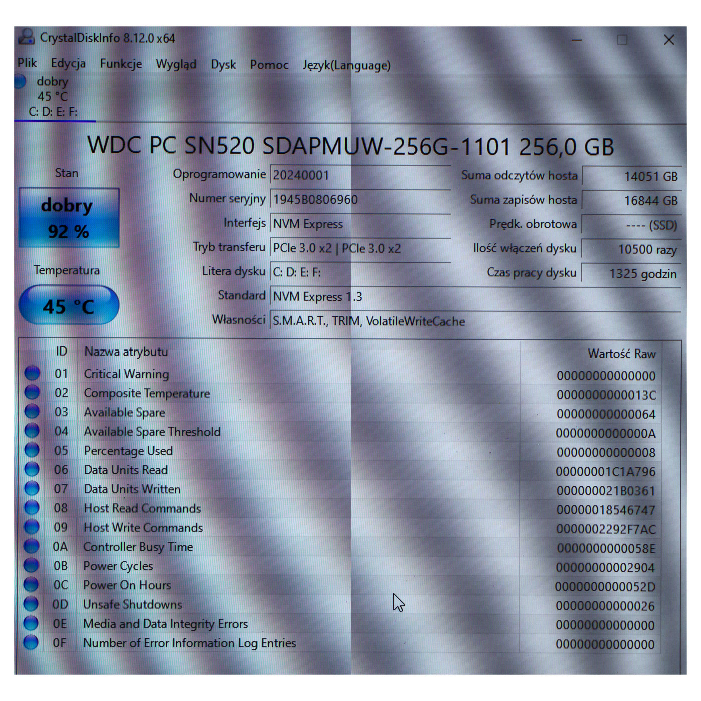 Dysk SSD M.2 2242 256 GB Western Digital SN520 PCIe NVMe | 01FR578