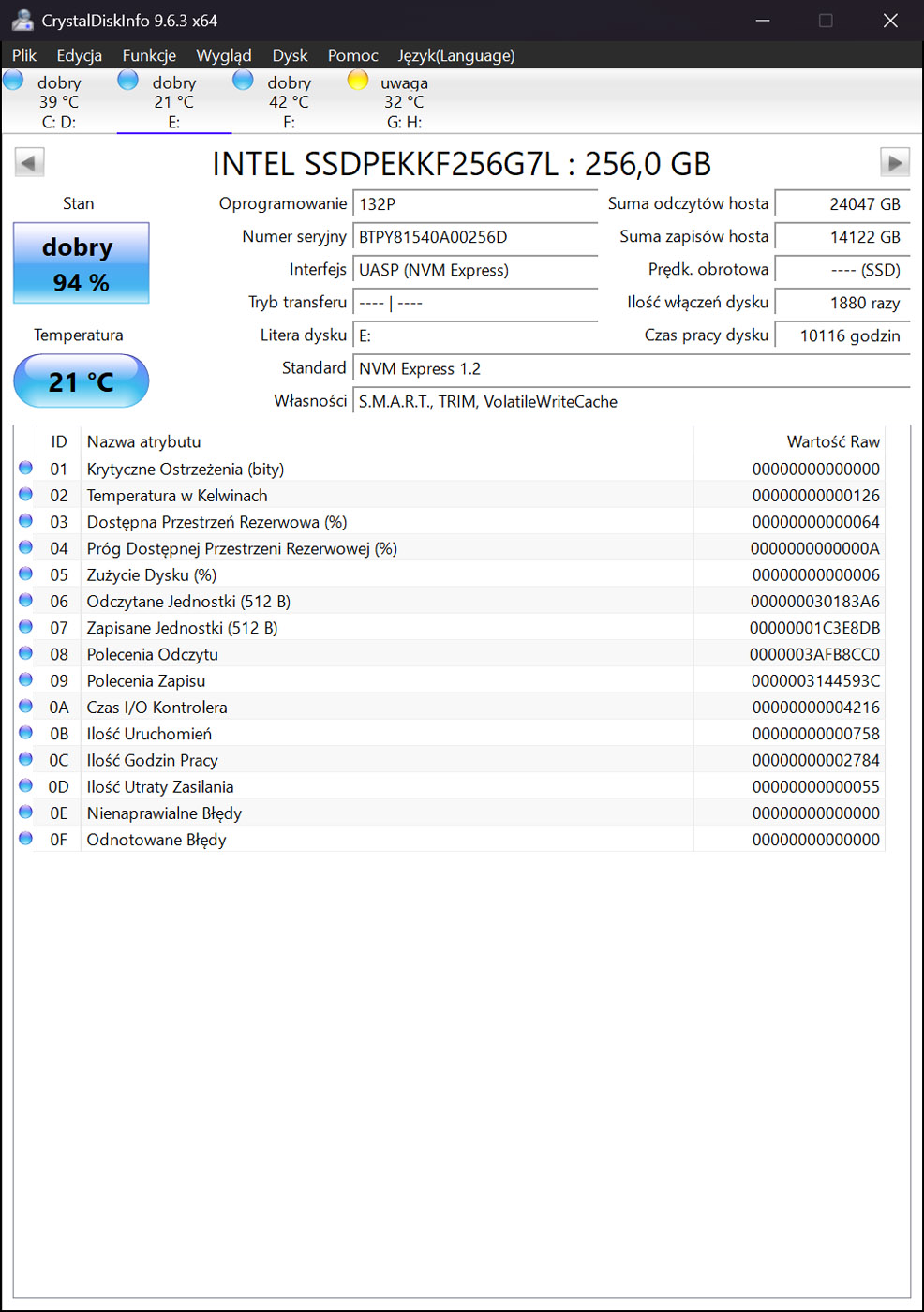 Dysk twardy Intel 256 GB PCIe NVMe SSD M2 2280 | 00UP433