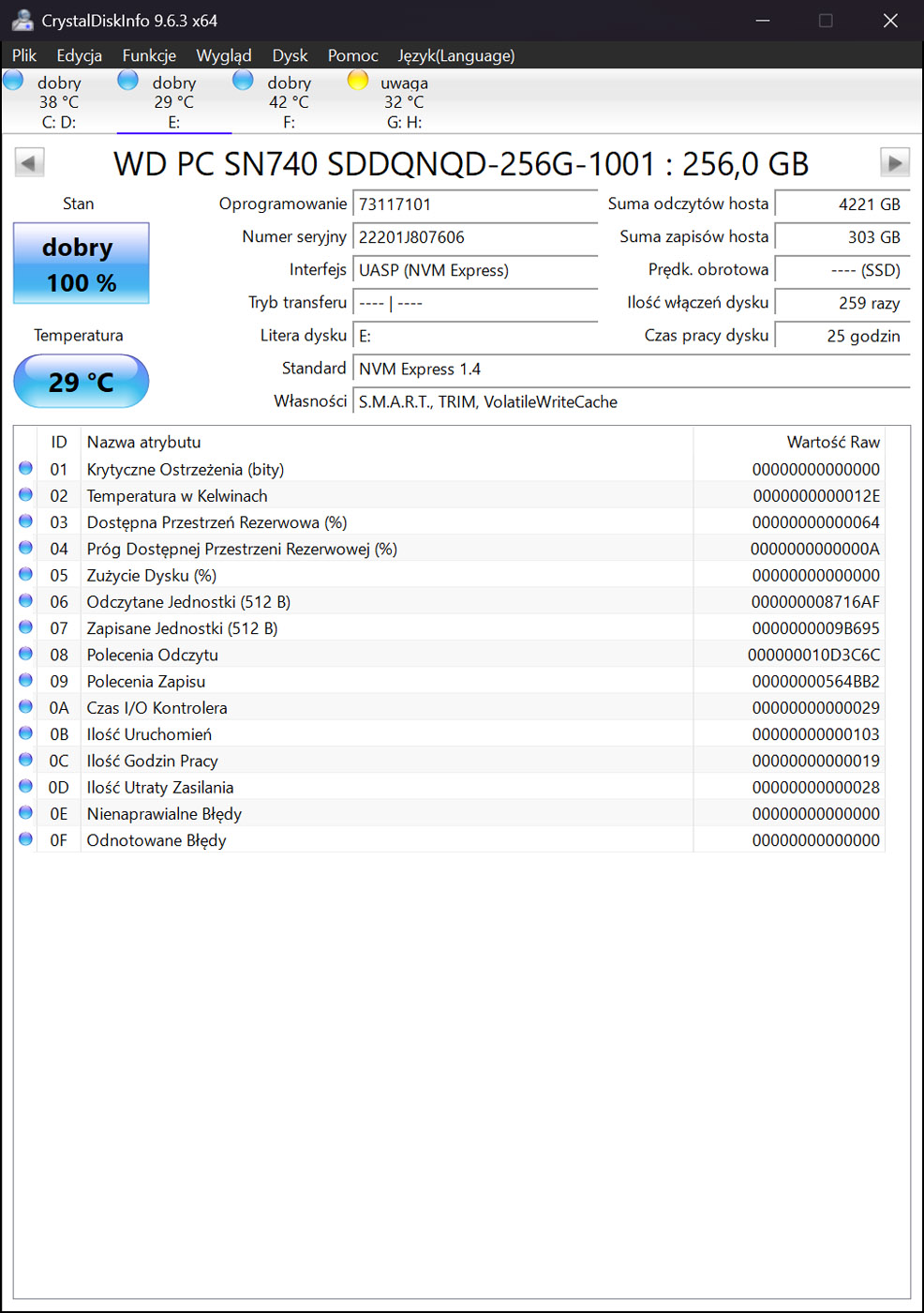 Dysk twardy M.2 256 GB Western Digital PCIe NVMe 4.0 x4