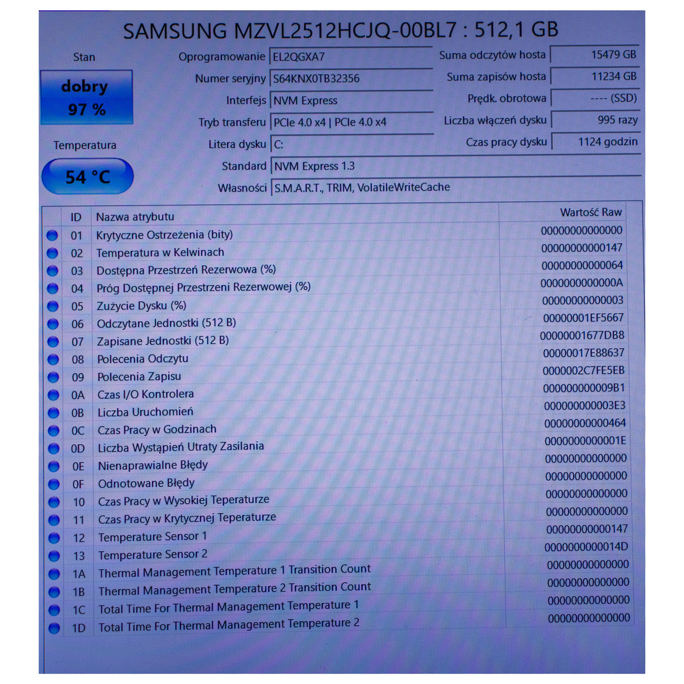 Dysk twardy M.2 512 GB Samsung 2280 PCIe 4x4 NVMe 1.4