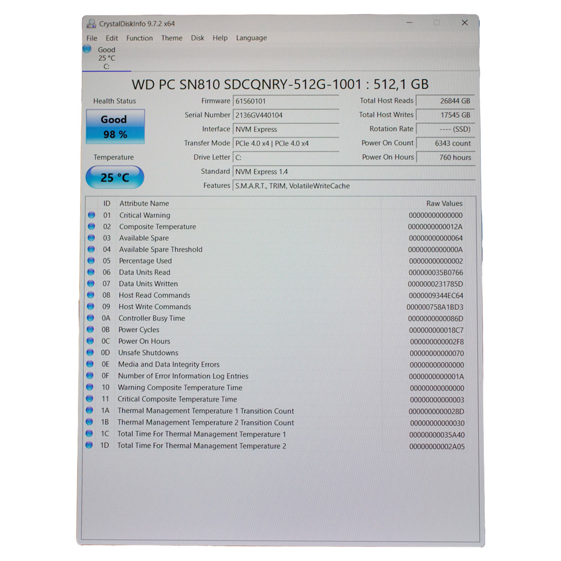 Dysk twardy M.2 512 GB Western Digital PCIe Gen 4x4 NVMe 1.4