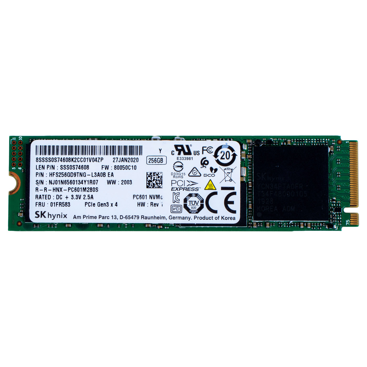 Dysk twardy SK Hynix 256 GB PCIe NVM 1.3 Gen3x4 M.2 2280