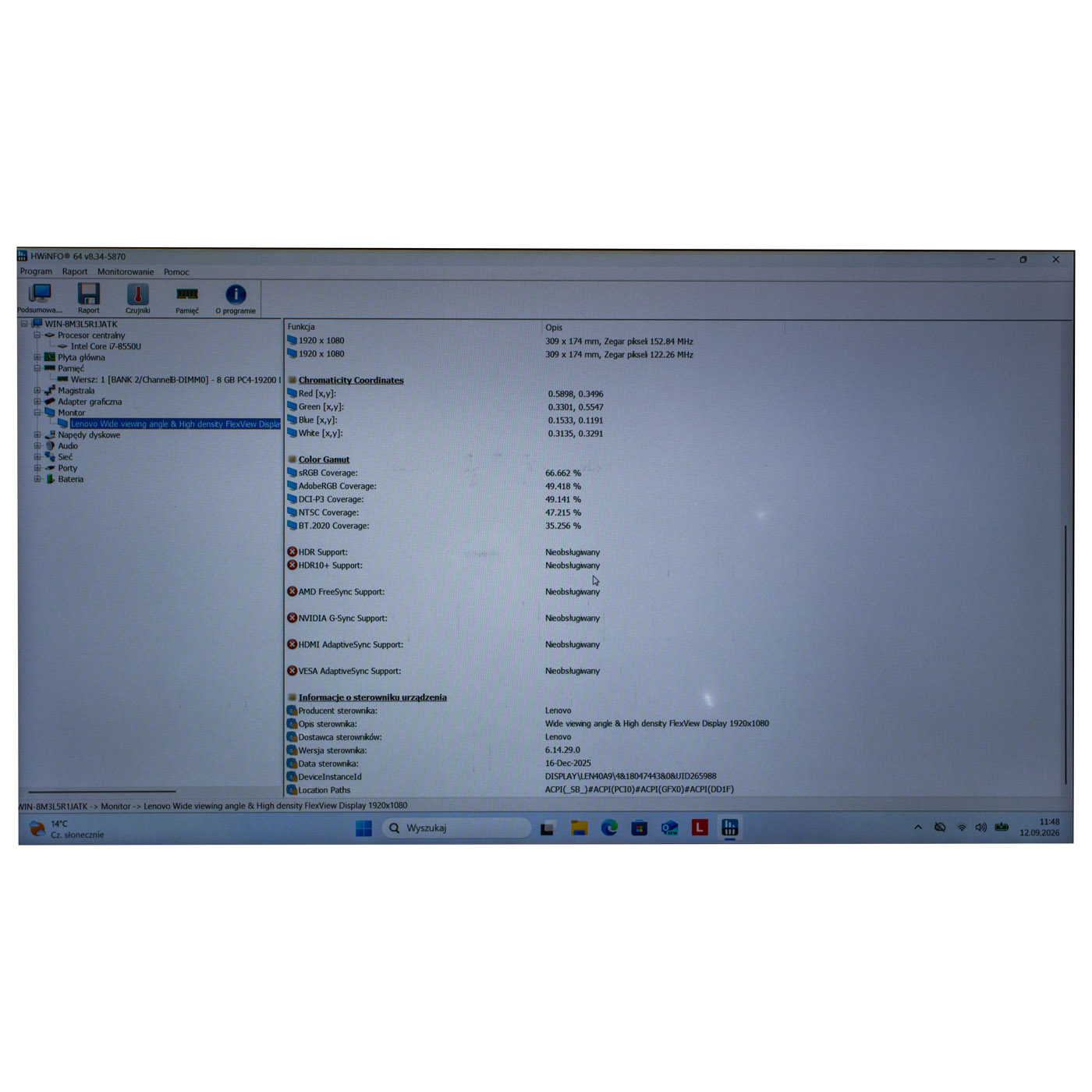 Matryca FHD Lenovo ThinkPad T470 T470s T480 480s E470