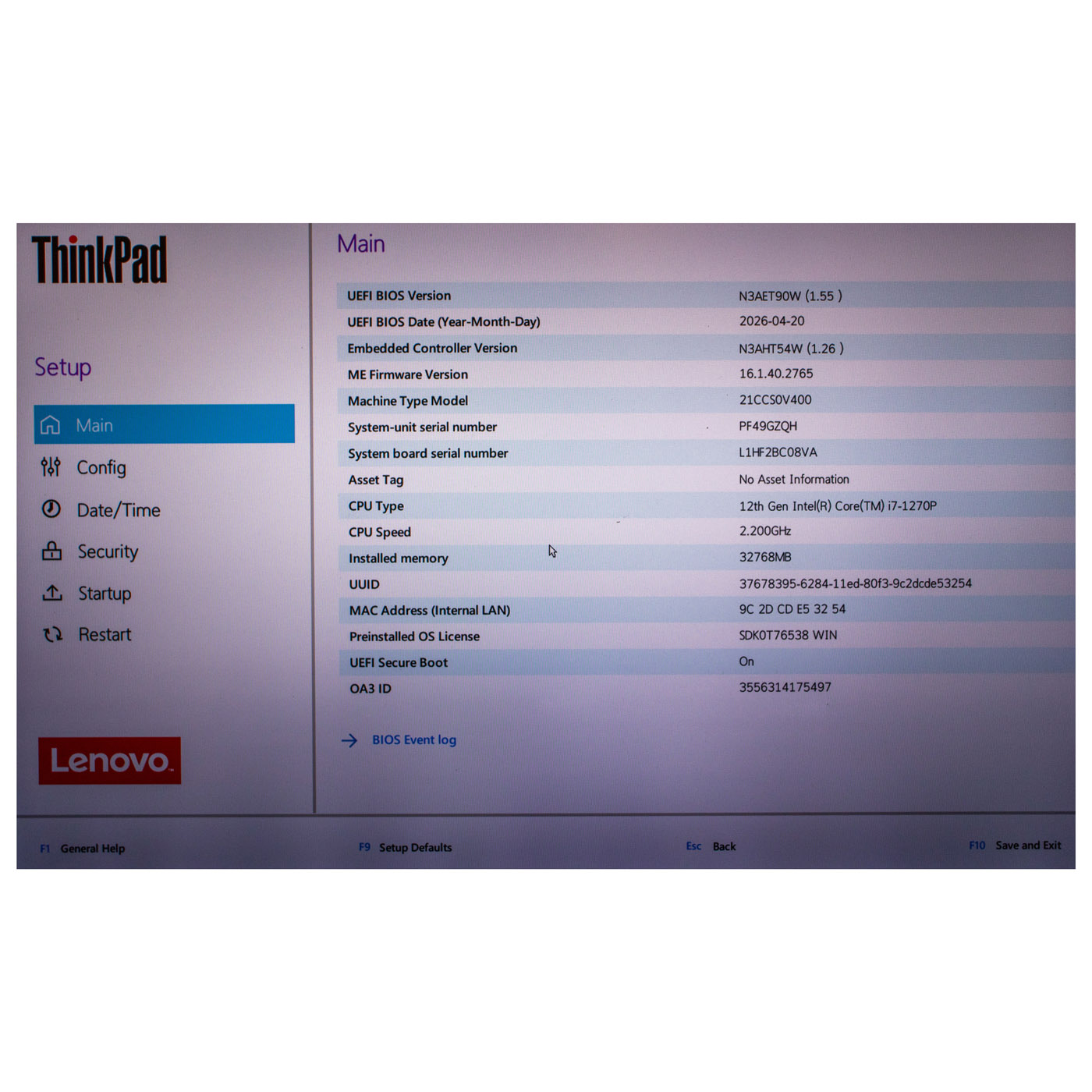 Płyta główna procesor Lenovo X1 Carbon 10 i7 1270P