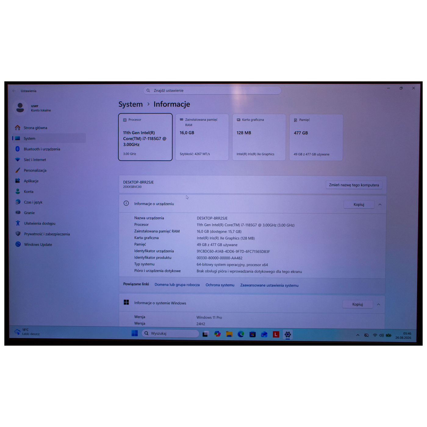 Płyta główna procesor Lenovo X1 Carbon 9 i7 1185G7 16GB