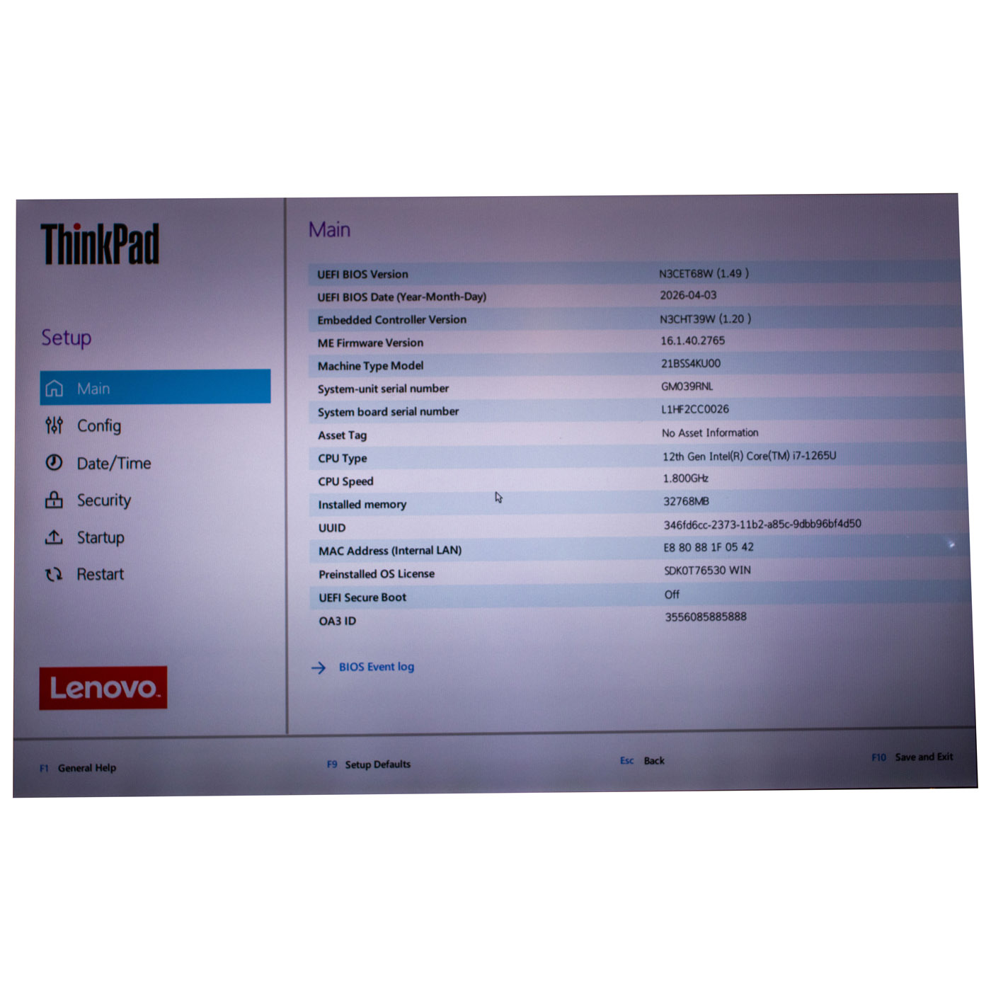 Płyta główna procesor Lenovo T14s 3 generacja i7 1265U 32 GB