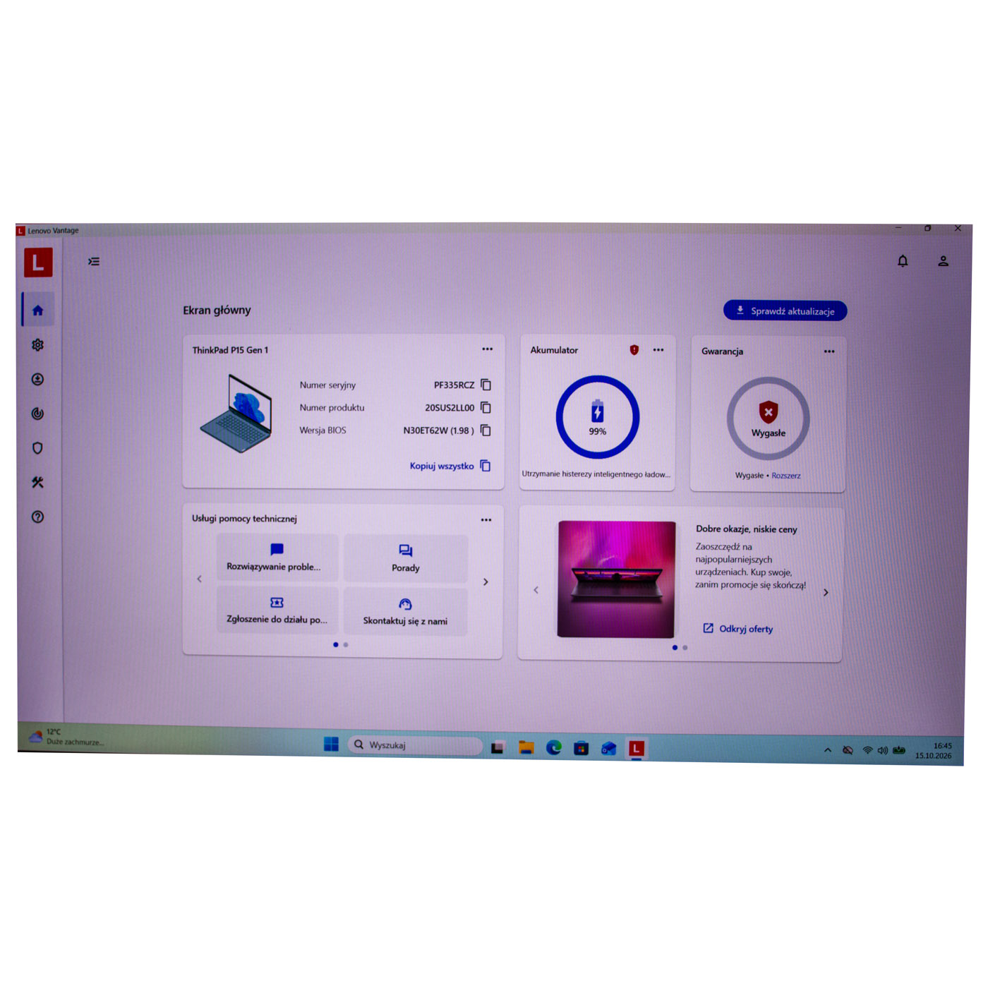 Płyta główna procesor Lenovo ThinkPad P15 i7 10850H