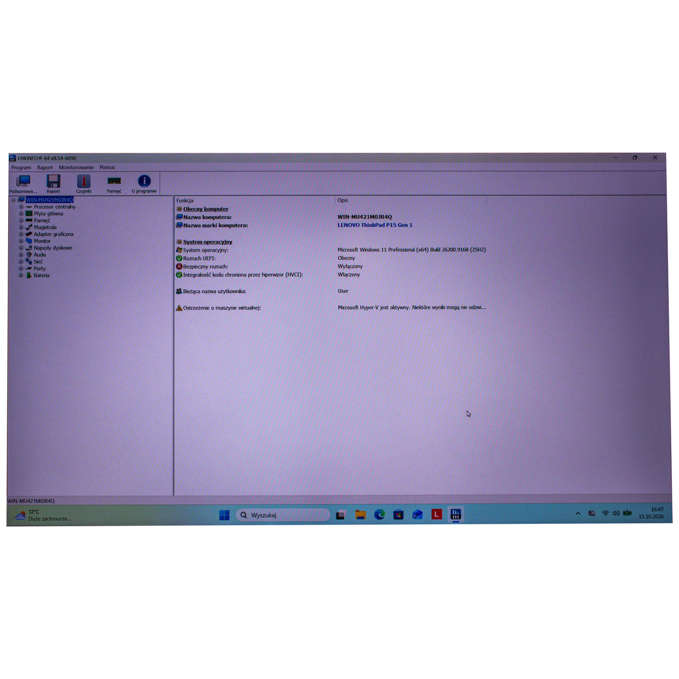 Płyta główna procesor Lenovo ThinkPad P15 i7 10850H