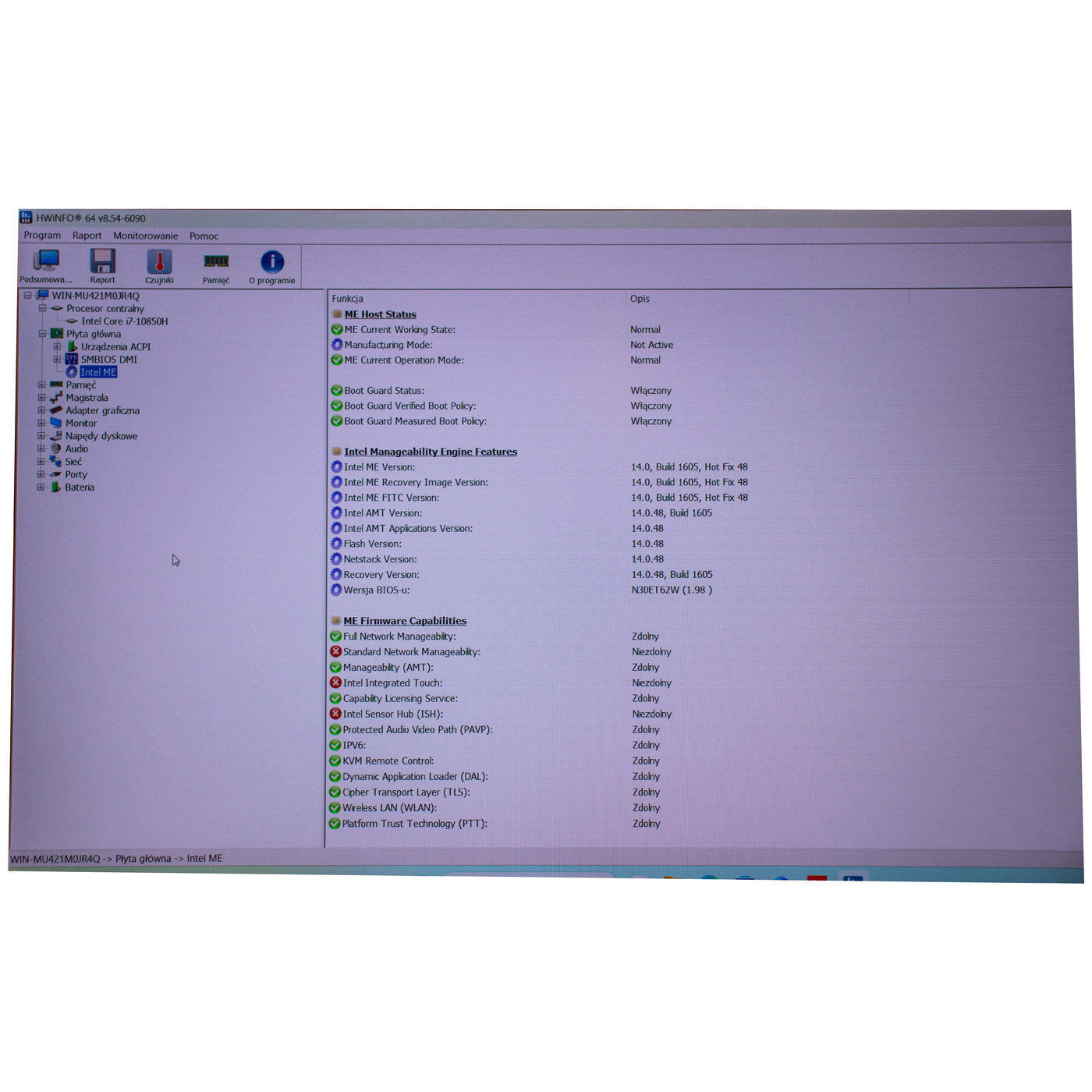 Płyta główna procesor Lenovo ThinkPad P15 i7 10850H