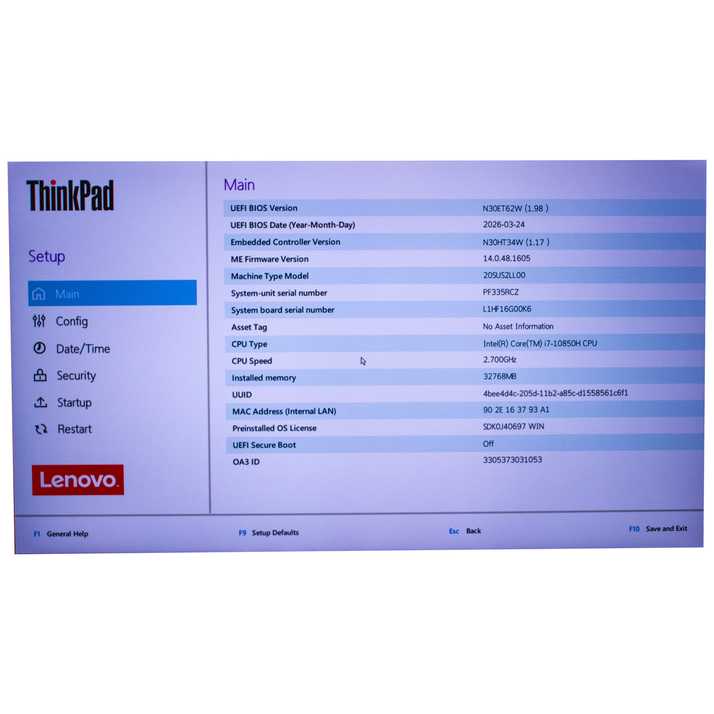 Płyta główna procesor Lenovo ThinkPad P15 i7 10850H