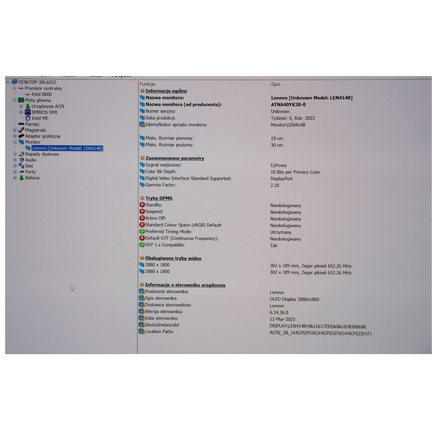 Skrzydło matrycy Lenovo X1 Carbon 12 13 OLED 2.8K