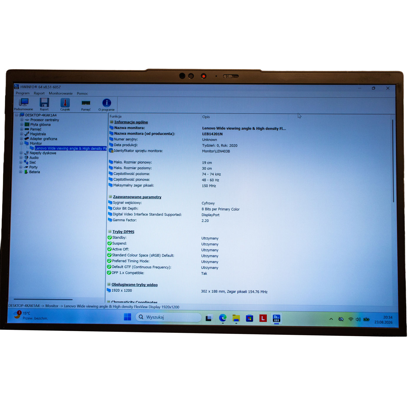 Skrzydło matrycy Lenovo X1 Carbon 10 11 dotyk WUXGA