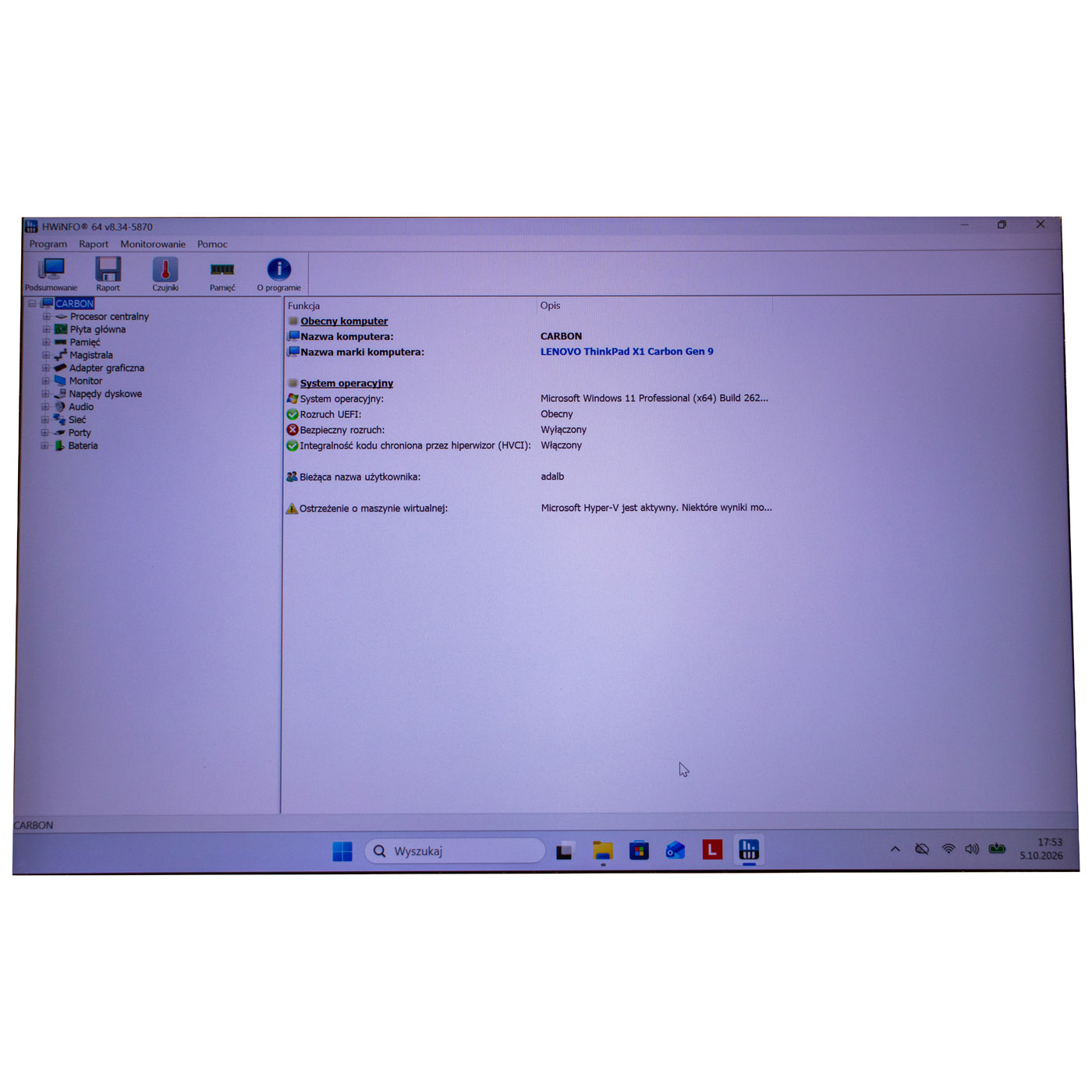 Skrzydło matrycy matryca Lenovo X1 Carbon 9 dotyk WUXGA